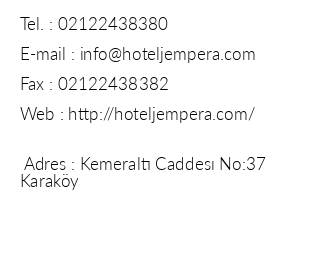 Jem Pera Hotel iletiim bilgileri